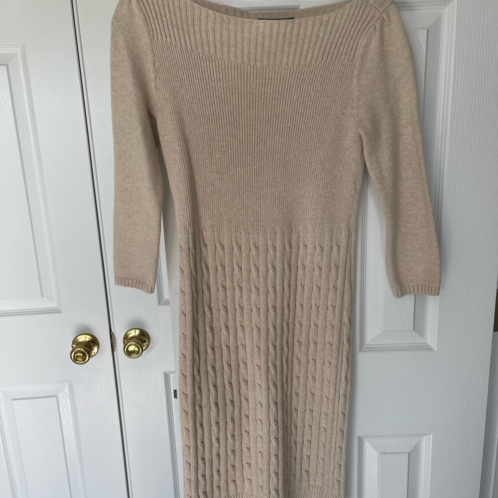 Lauren Ralph Lauren Beige Cotton Knit Dress